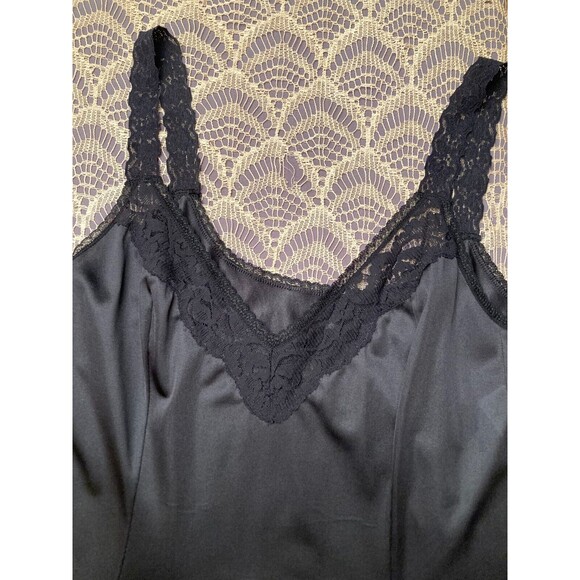 Vintage 90s Slip 1990s Black Full Dress Slip Lingerie Pinup Goth Size Large - Picture 3 of 5